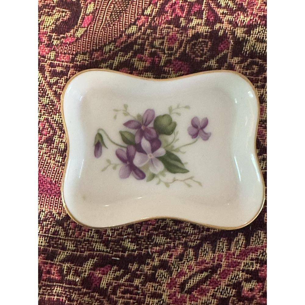 VTG Rossetti Spring Violets trinket dish Gilded Gold Rim Occupied Japan 40s